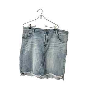 Caslon sz 18 denim‎ jean skirt fringe hem raw womens pencil straight